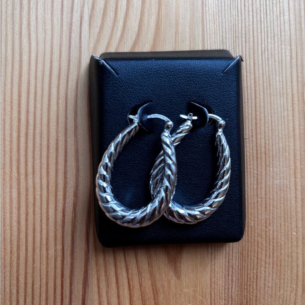 Silver Twisted Hoop Earrings